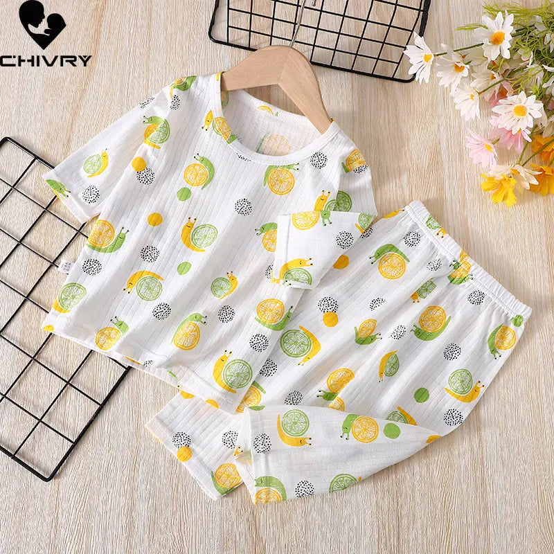 Kids Summer Cartoon Pajamas Set