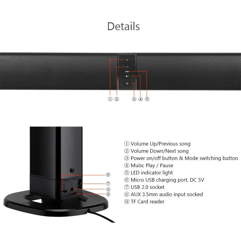 Wireless Surround Sound Super Bass Soundbar