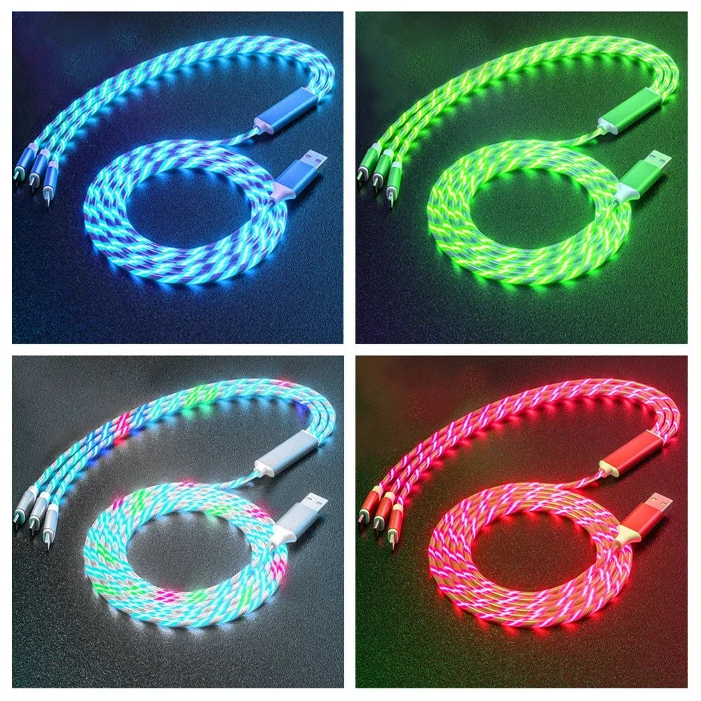 Glowing LED 3 IN 1 Fast Charger Cable