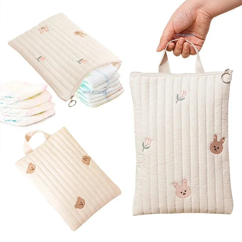 Cute Bear Embroidered Nappy Changing Bags