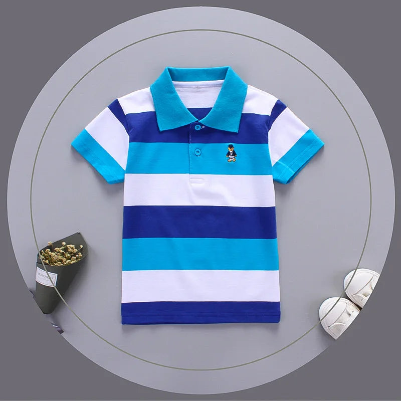 Jargazol Boys Color Stripes Polo Shirt