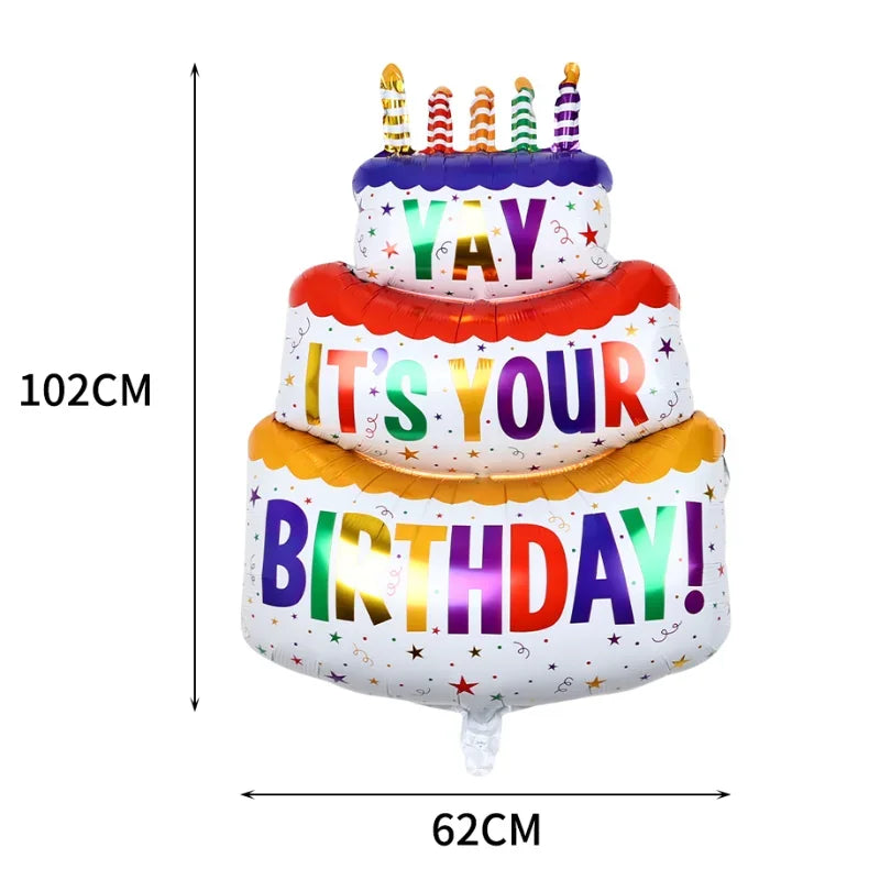 Large Birthday Cake Balloons Set