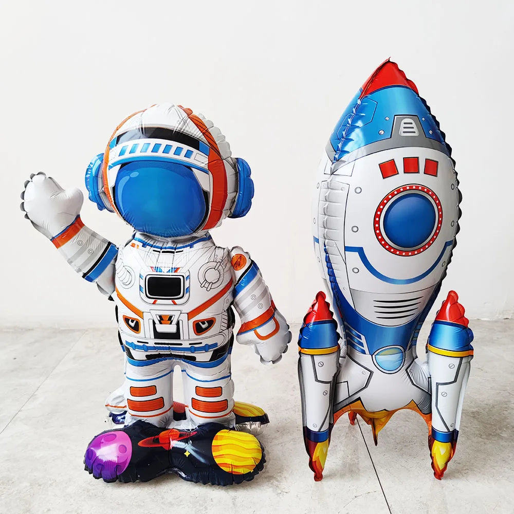 Rocket Astronaut Helium Balloons - Space Theme Party Decor