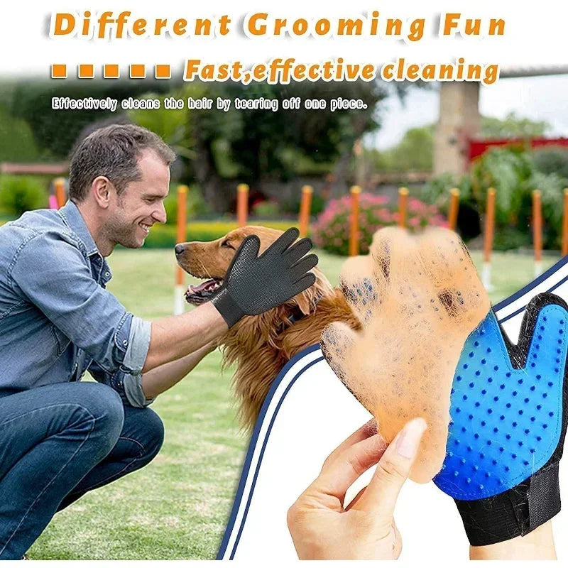 2-in-1 Pet Grooming Kit - Fur Brush & Bath Gloves