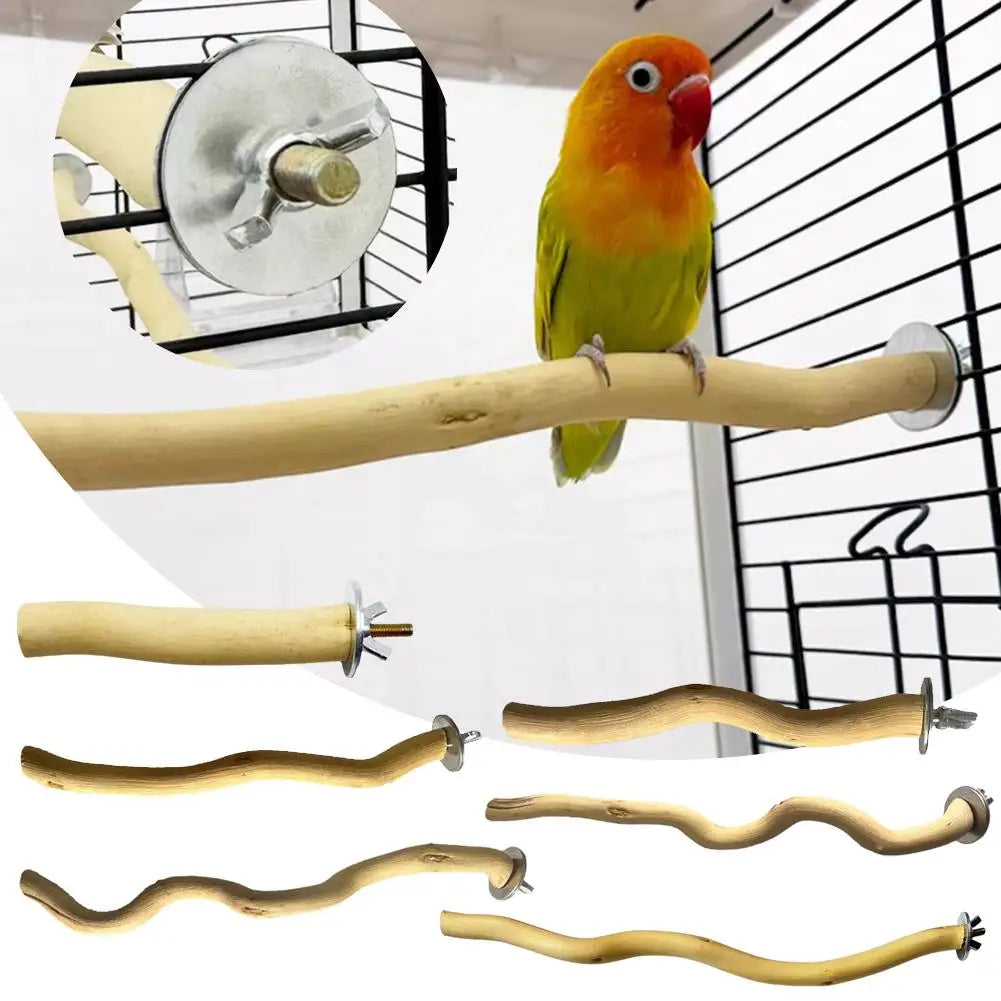 Natural Parrot Perch Bird Stand Tree Branch Wood Fork