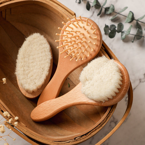 Natural Baby Hair Brush Set