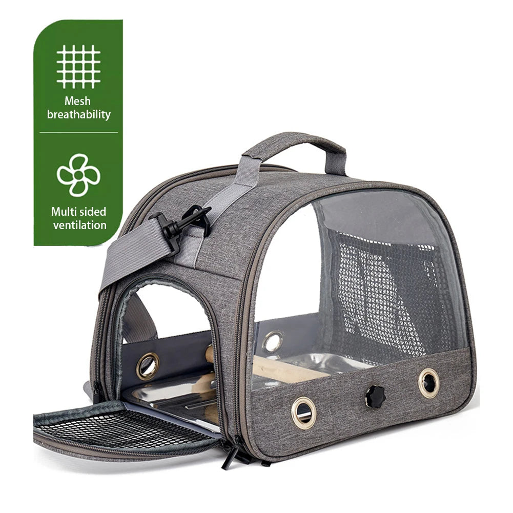 Portable Bird Travel Carrier with Removable Stand and Long Shoulder Strap