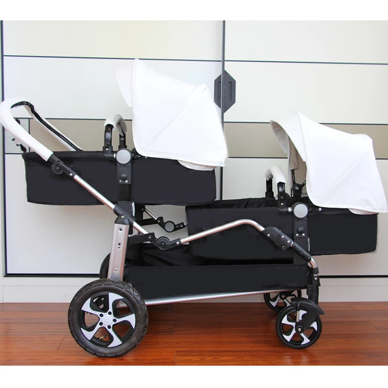 Luxury White Twin Baby Stroller