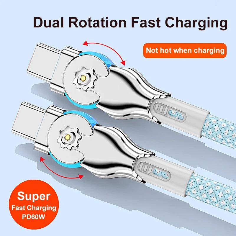 PD 30W Fast Charging Cable 180° Rotation