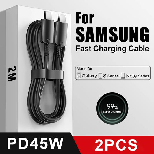 2PCS PD 45W USB C Cable for Samsung Galaxy