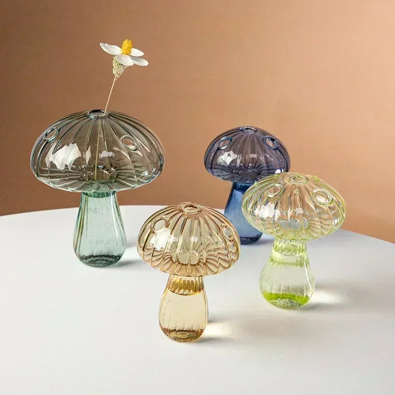 Mushroom Glass Flower Vase - Decor Essential