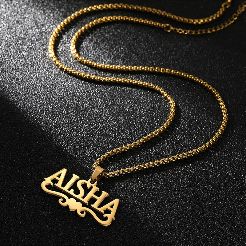 Customized Name Necklace Pendant - Personalized Gold Plated Jewelry