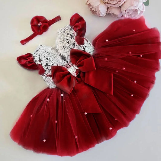 Red Lace Princess Party Dress