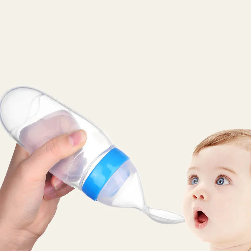 Baby Silicone Feeding Bottle & Training Spoon Set