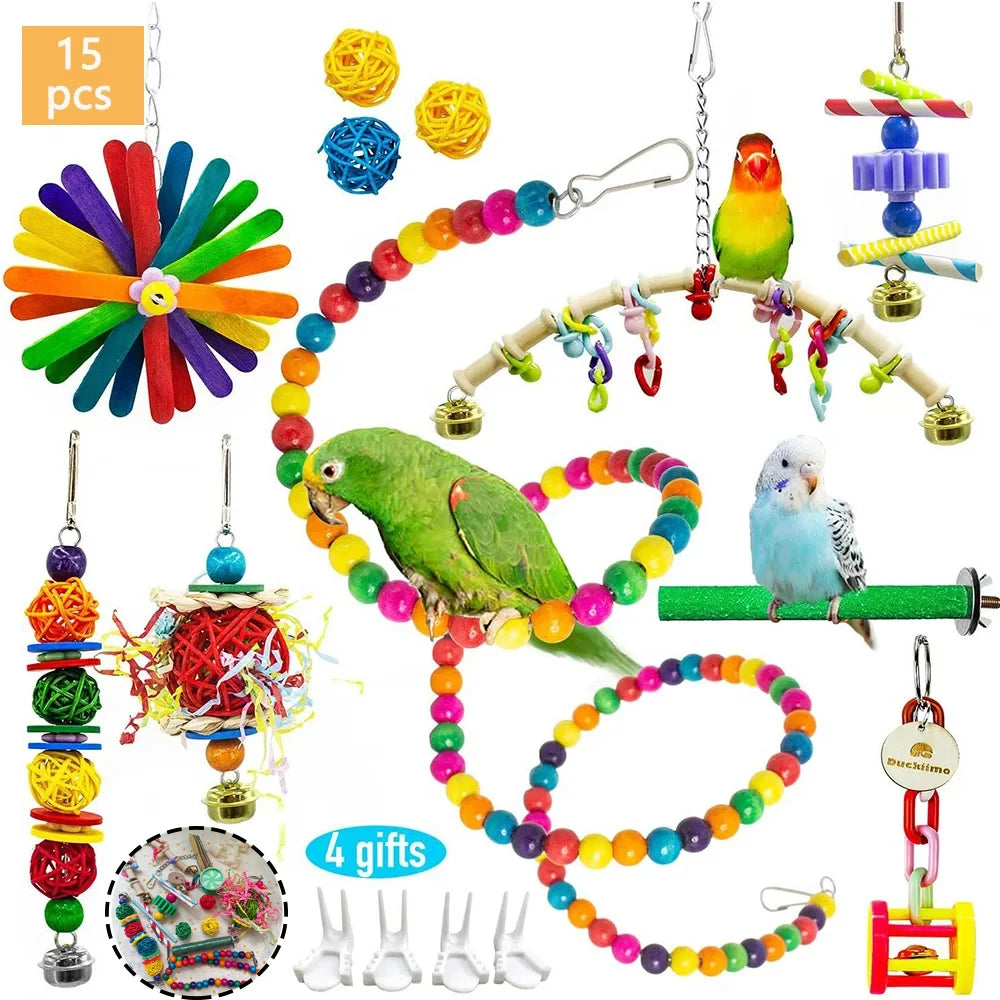 Reliable Parrot Bird Cage Toys Set