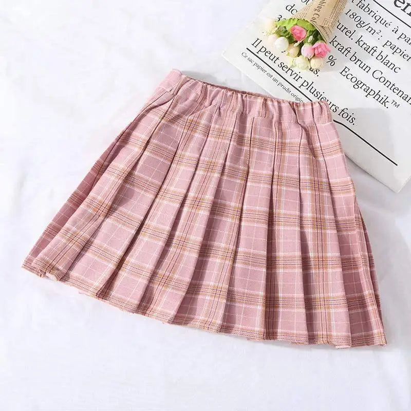 Vintage Pleated Plaid Skirts for Girls