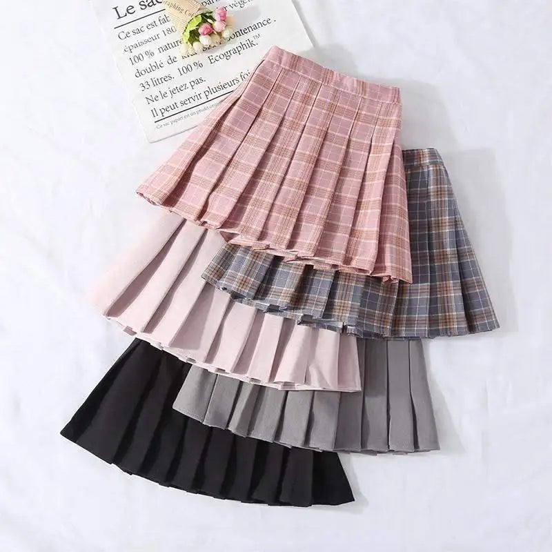 Vintage Pleated Plaid Skirts for Girls