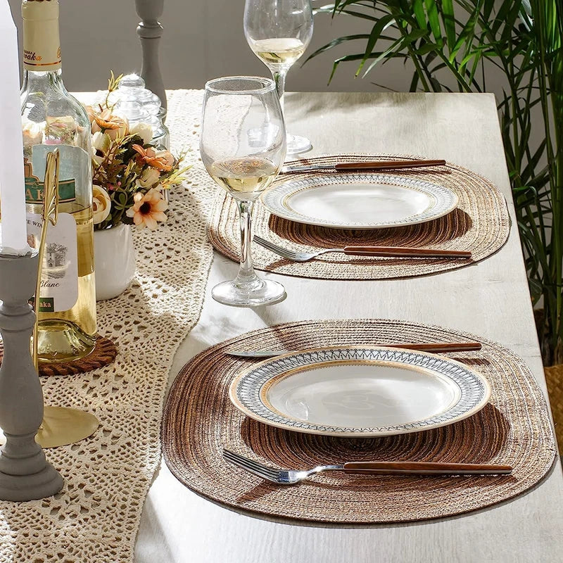 Set of 1/4/6/10 Oval Braided Placemats - Eco-Friendly & Durable