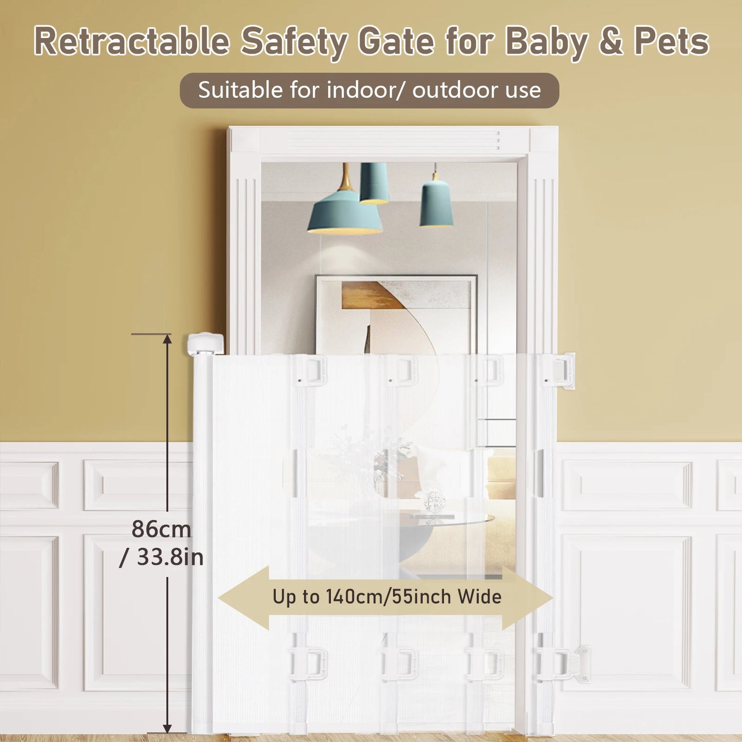 Retractable Baby Gate for Indoor/Outdoor Safety