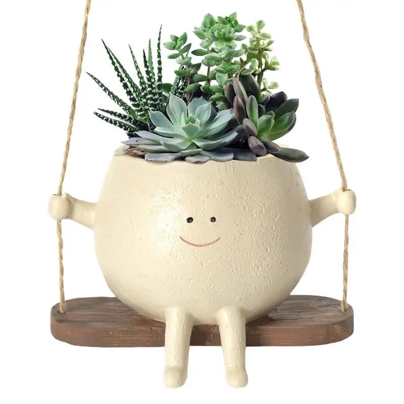 Swing Face Planter Pot - Unique Cartoon Design