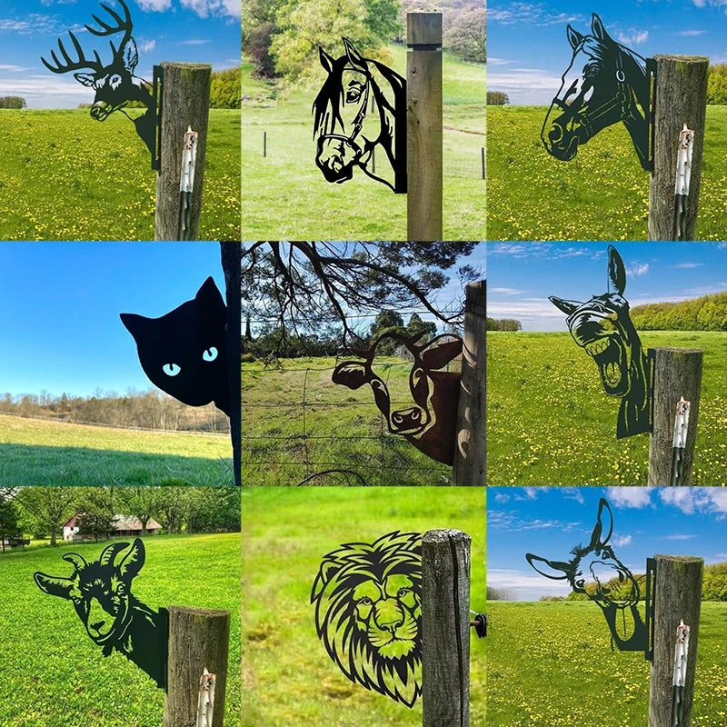 Funny Peeping Cow Garden Fence Decoration