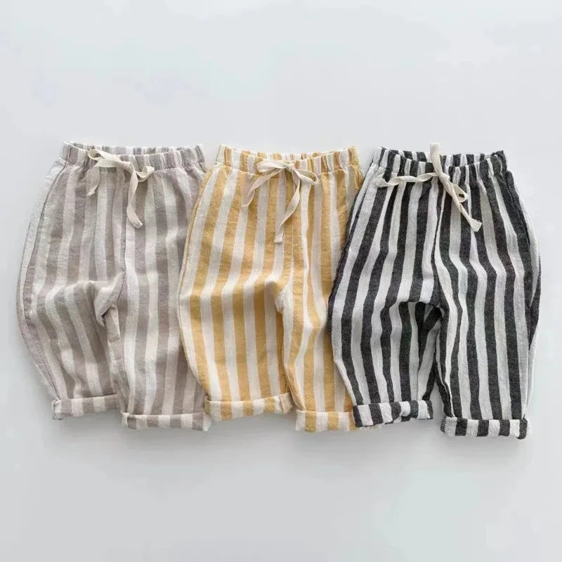 Vintage Linen Cotton Kids Stripe Pants