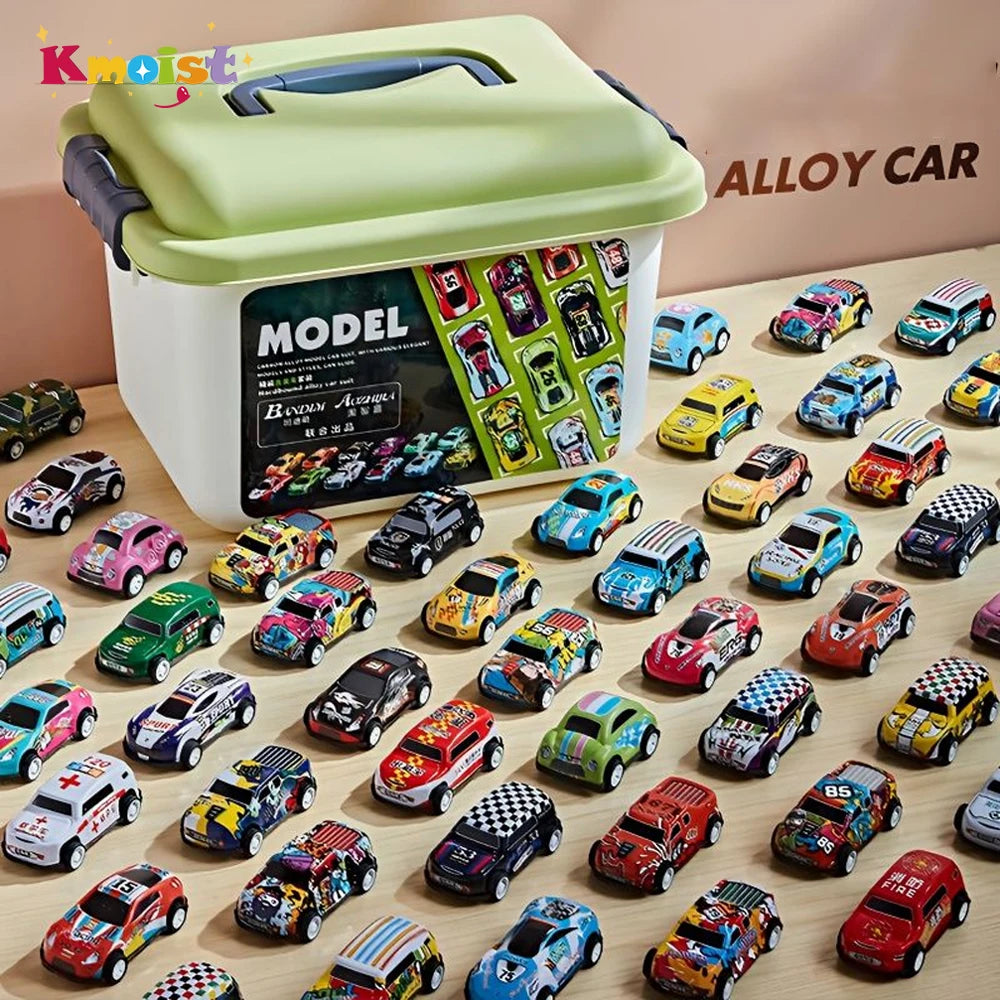 Mini Alloy Car Model Set with Storage Box