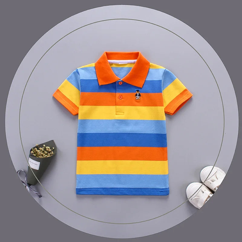 Jargazol Boys Color Stripes Polo Shirt