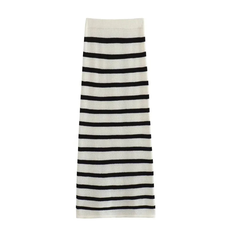 2024 TRAF Striped High Waist Knit Skirt