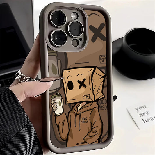 Cartoon Box Man Silicone Phone Case