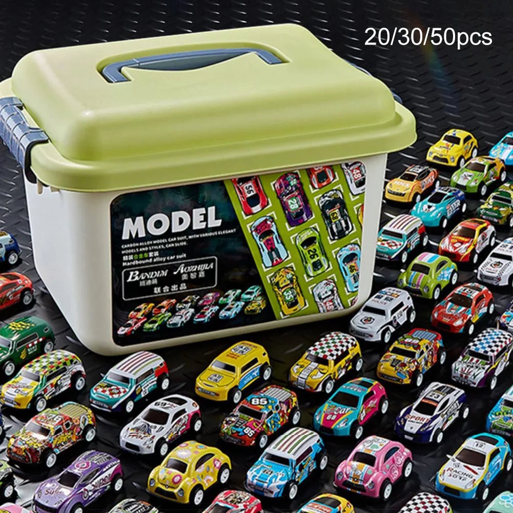 Mini Alloy Car Model Set with Storage Box