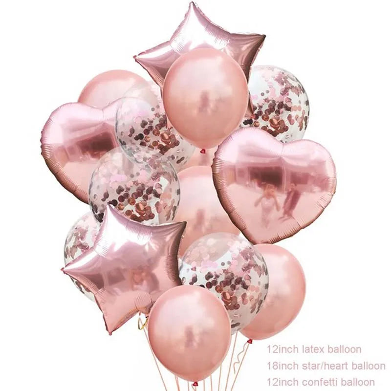 Rose Gold Balloons Set & Confetti