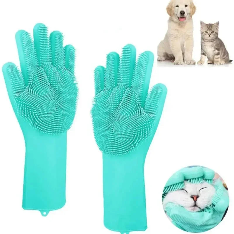 Pet Bath Brush Massage Gloves