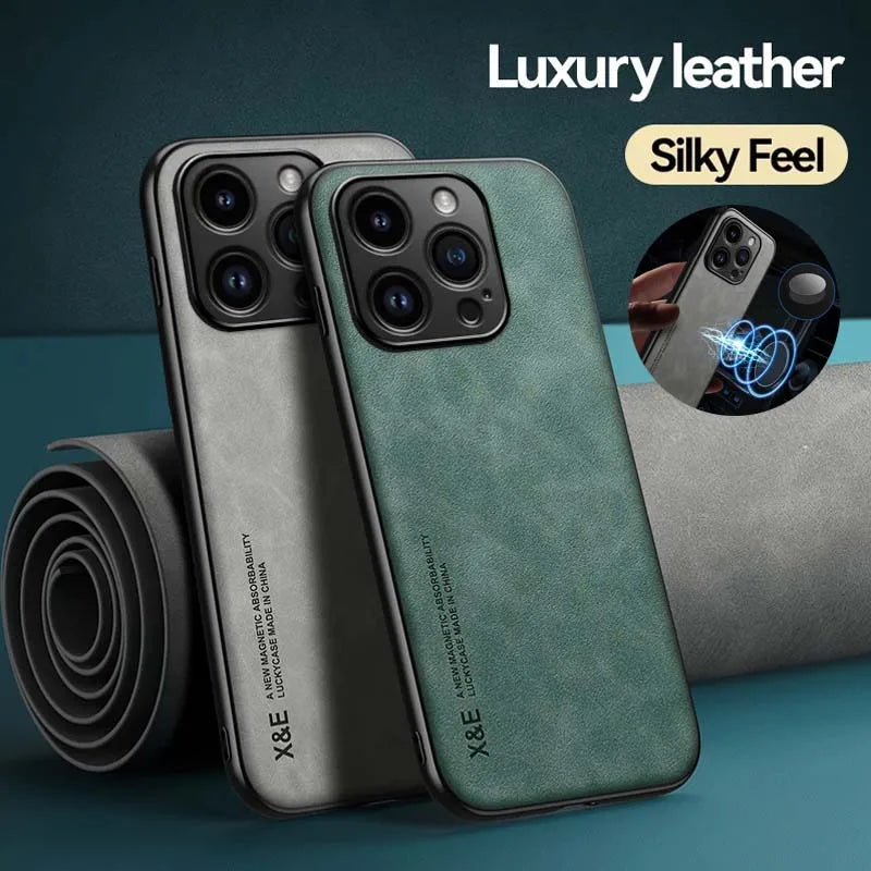 Luxury Leather TPU iPhone Case & Car Holder