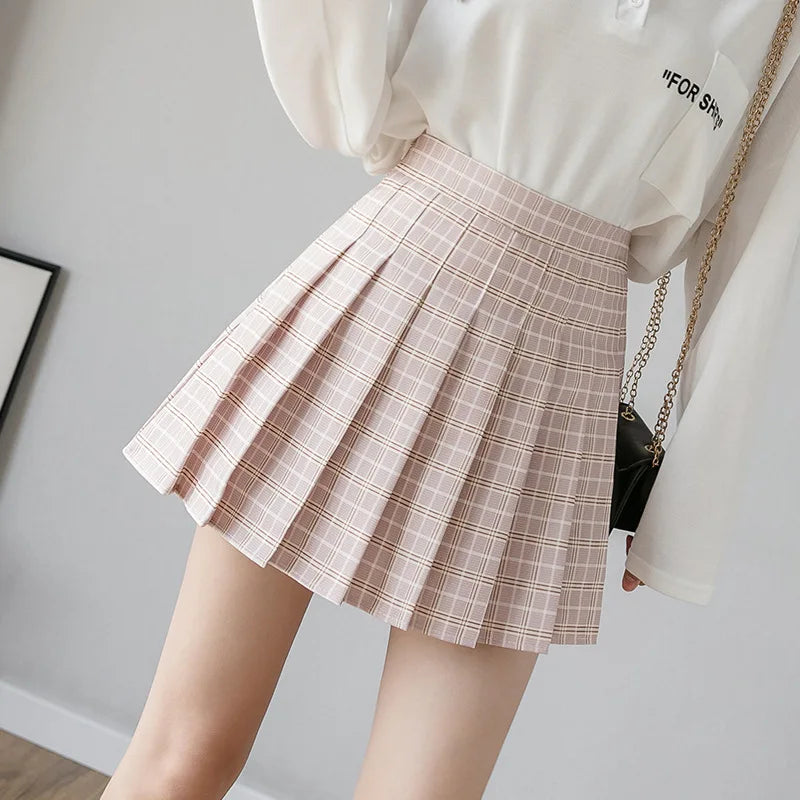 High Waist Plaid Skirt - Summer Women's Fashion