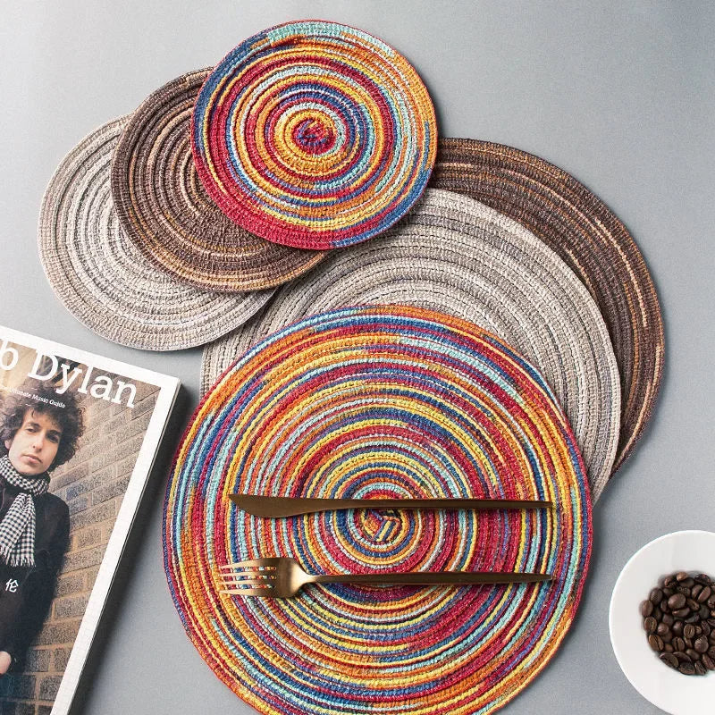 Round Woven Vinyl Placemats Set