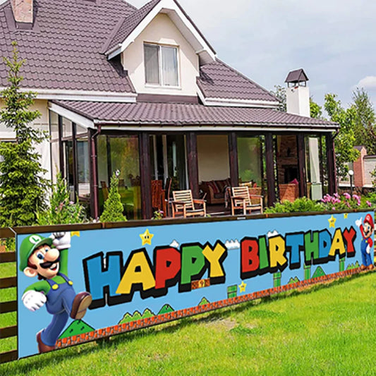 Super Mario Birthday Banner - Fun Party Decor