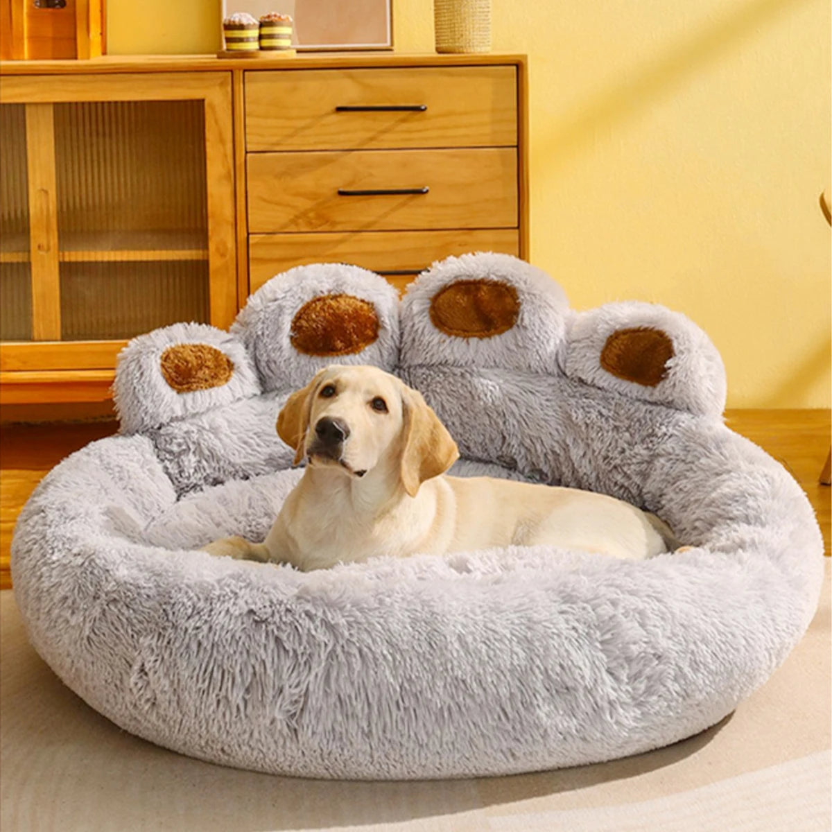 Plush Fluffy Dog Bed - Large Cushioned Kennel for Small & Large Pets