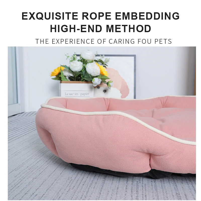 Soft Imitation Suede Dog Bed - Premium Comfort & Neck Support