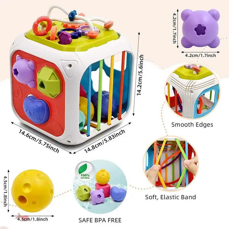 Montessori Sensory Cube - 7-in-1 Baby Activity Toy