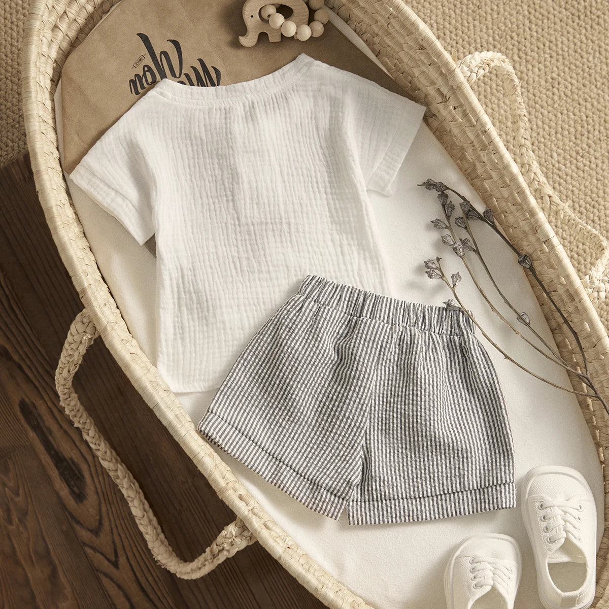 Ma&Baby 0-3Y Striped Top Shorts Set