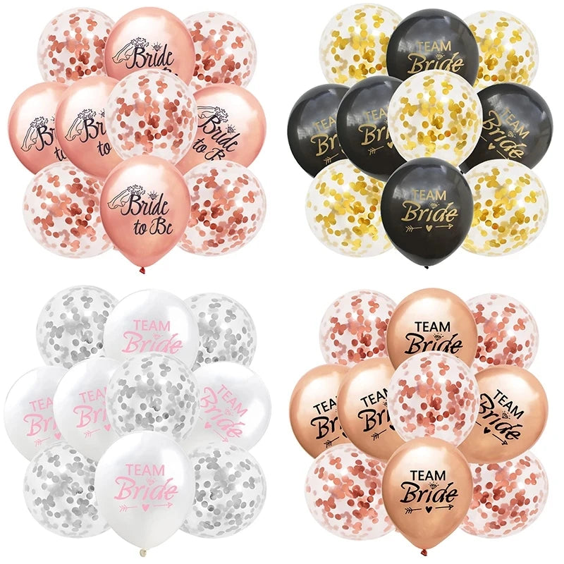 Rose Gold Team Bride Confetti Balloons