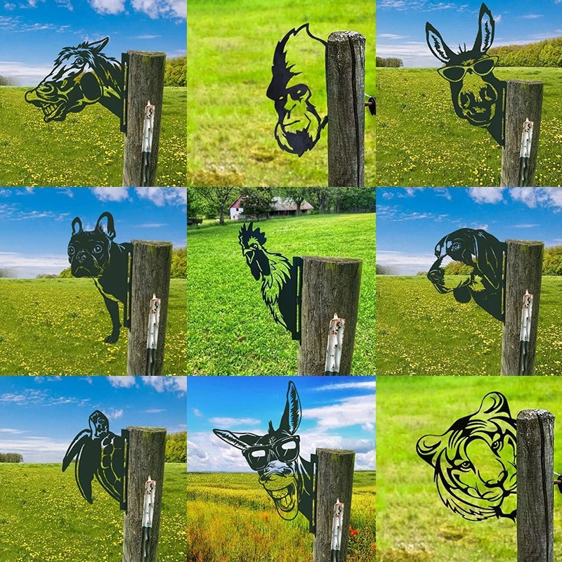 Funny Peeping Cow Garden Fence Decoration