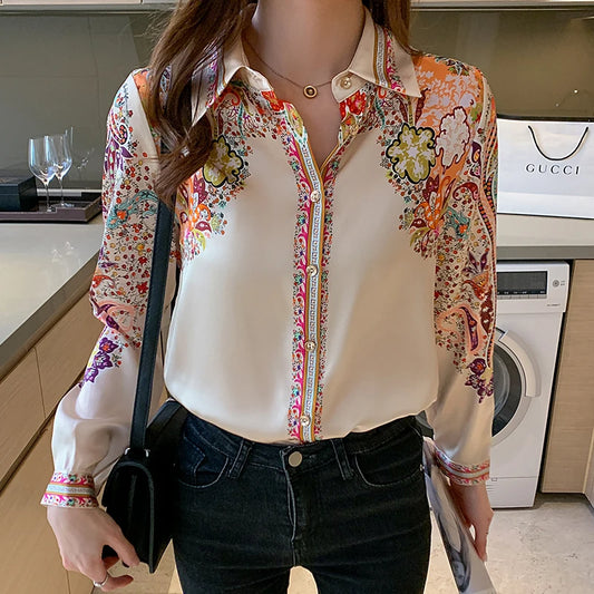 Elegant Flower Print Blouse 2024