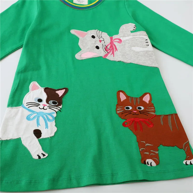 Princess Girls Dresses Animals Embroidery