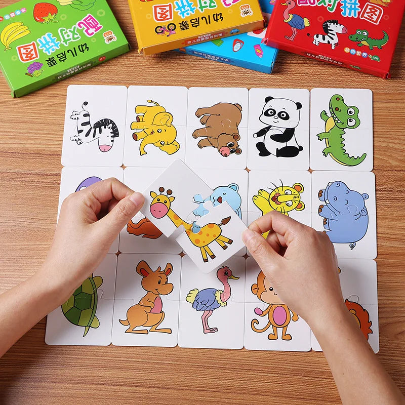 32Pcs Toddler Matching Cards - Educational Animal Puzzle Toys