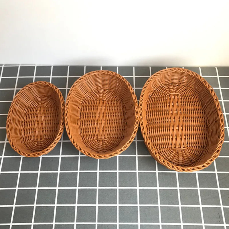 Hand-Woven Rattan Serving Baskets Set