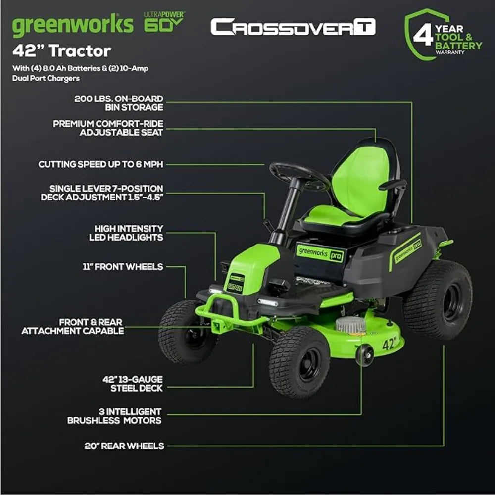 60V 42\" Cordless Electric Riding Mower