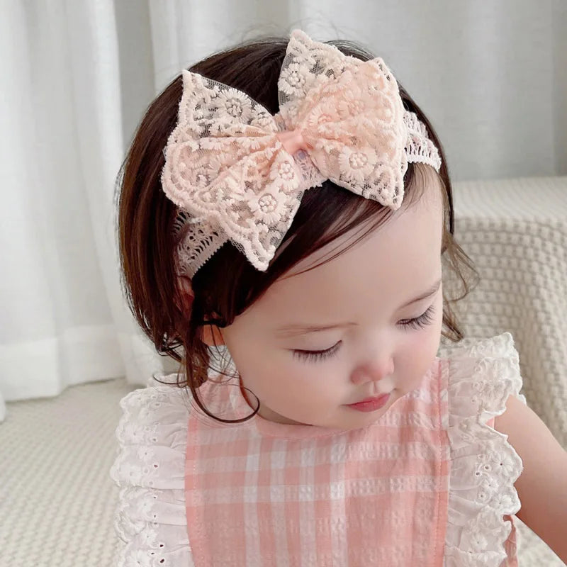 Cute White Lace Baby Headband with Bow