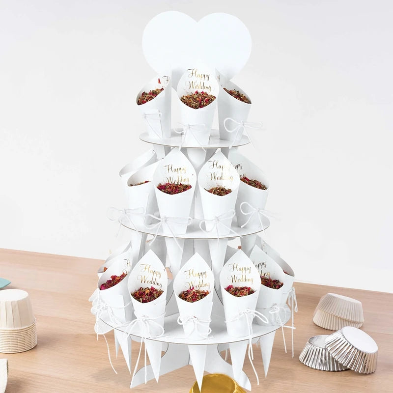 Wedding Confetti Cone Holder Set